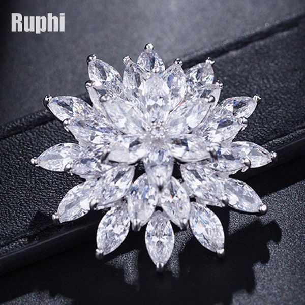 

pins, brooches daisy flower lapel pin zircons chrysanthemum cherry blossom girl pins badge backpack jackets hat accessories, Gray