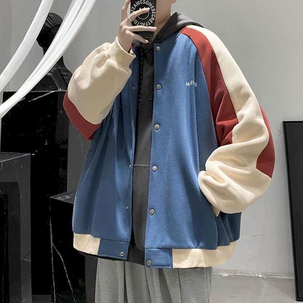 

men's jackets baseball uniform men 's 2021 winter thick casual jacket korean style fashion and handsome coat hong kong velvet hood, Black;brown