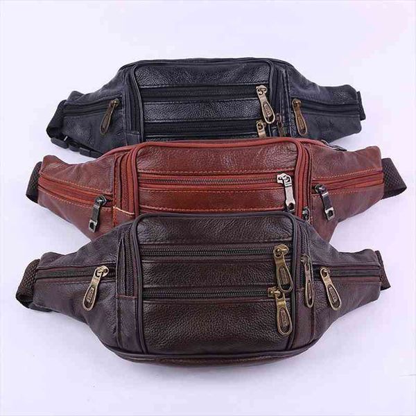 

fashion black leather fanny waist bags pack mens belt womens solid zipper hip pouch travel