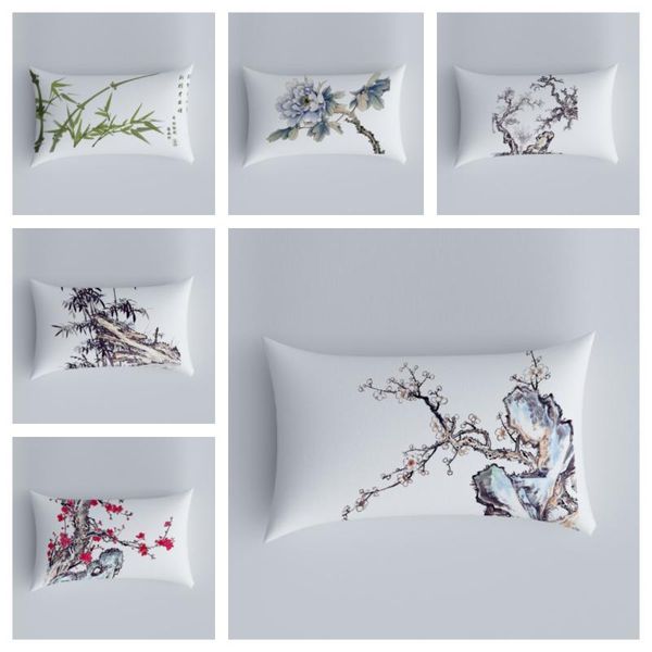 

cushion/decorative pillow chinese cushion cover black and white landscape pattern living room sofa home decor car