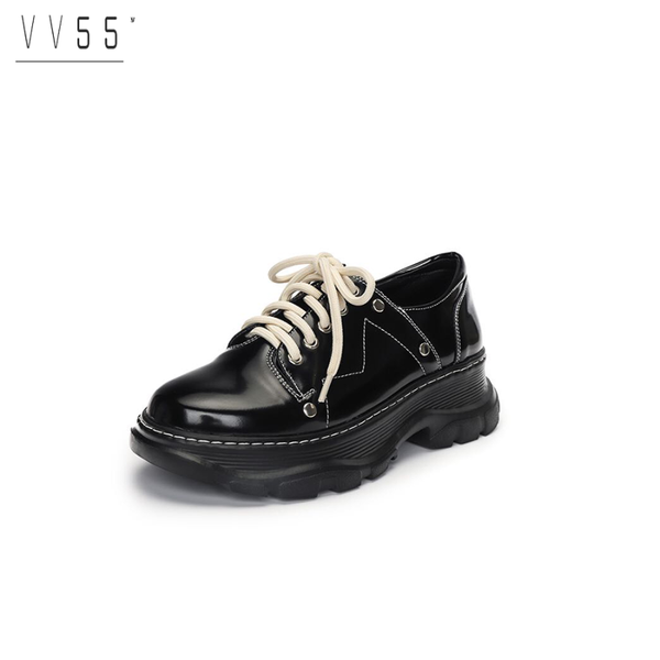 

dress shoes 2021 women spring thick-soled platform increased thin single british students style oxfords sneakers, Black