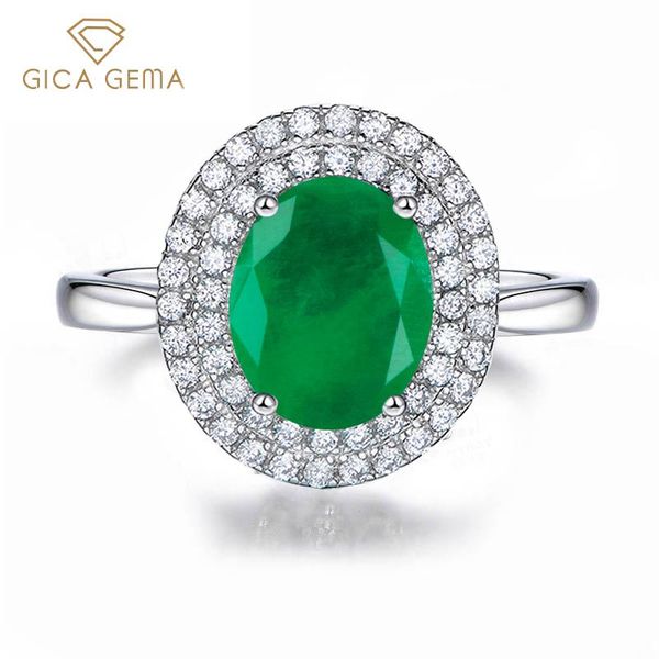 

cluster rings gica gema gemstone open for women 925 sterling silver blue green emerald z oval anniversary wedding jewelry gifts, Golden;silver