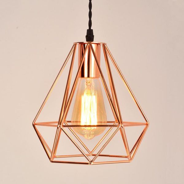 

pendant lamps modern industrial vintage light iron cage dining room lamp art diamond pyramid restuarant cafe home ceiling