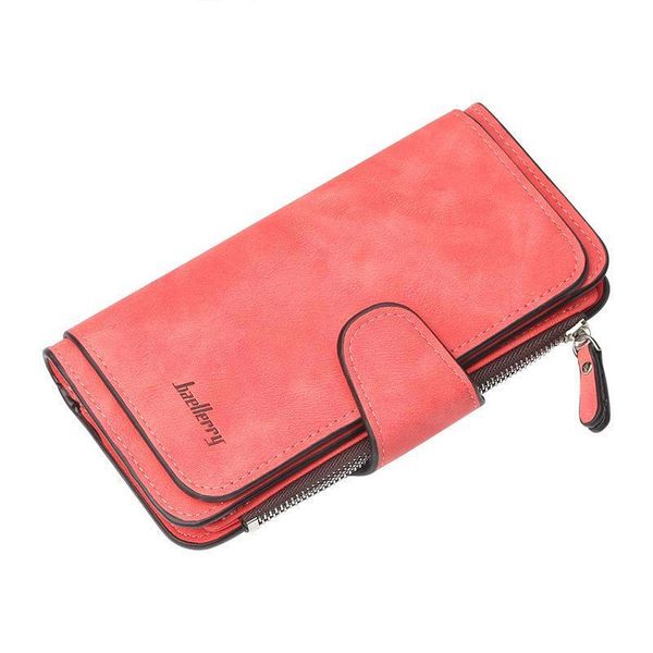 

wallet women big capacity three fold lady purses scrub leather female wallets carteira feminina, Red;black