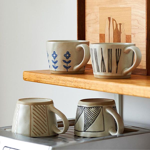

mugs creative hand-painted retro ceramic cup handmade coffee irregular shape milk tea unique gift home decoration