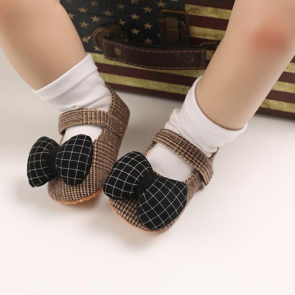 

first walkers fashion born infant baby girls plaid printed bowknot breathable prewalker non-slip soft sole princess walking shoes#p4