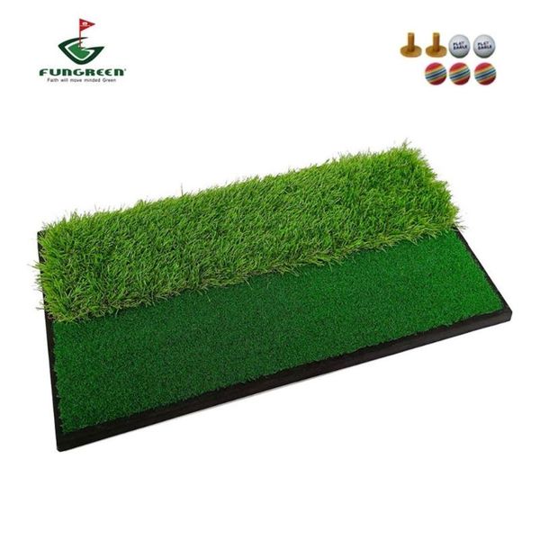 

golf training aids mat non-slip 60*33cm rubber bottom double-color hitting with long short grass indoor practice