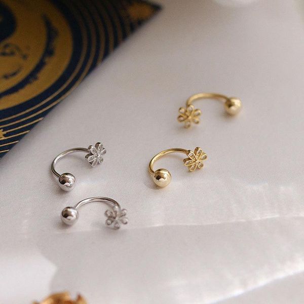 

flower 925 sterling silver women's earrings with cubic zirconia gold screw stud earring female 2021 fine jewelry yea488, Golden;silver