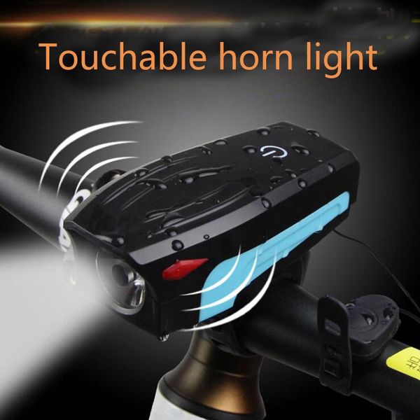 

bicycle horn headlight waterproof mountain bike equipped with strong light usb charging touch screen bell lights