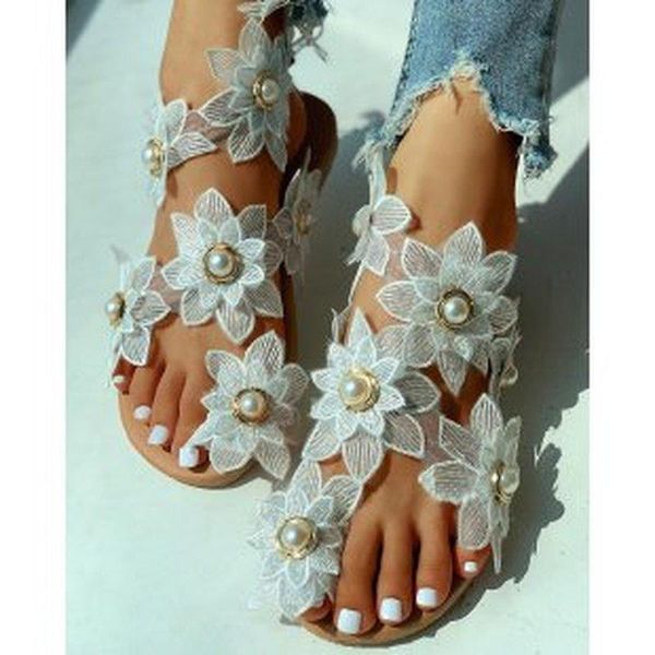 

sandals women summer fashion women's 2021 flat shoes roman sandal lace straps floral style sandalias beach, Black