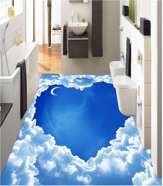 

wallpapers 3d floor painting wallpaper sky decoration pvc self-adhesive flooring