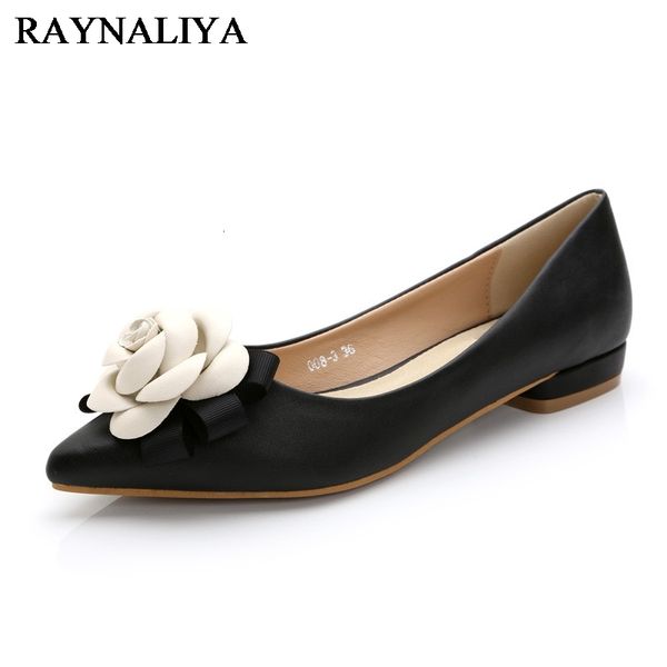

pointed toe women low high heel pumps spring autumn vintage bowtie flower slip on office lady single females shoes, Black