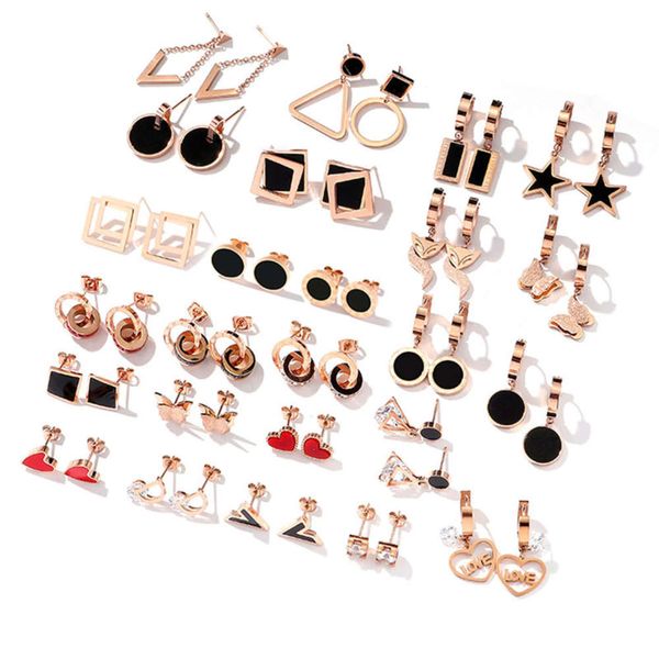 

style clover titanium earrings for simple fashion
