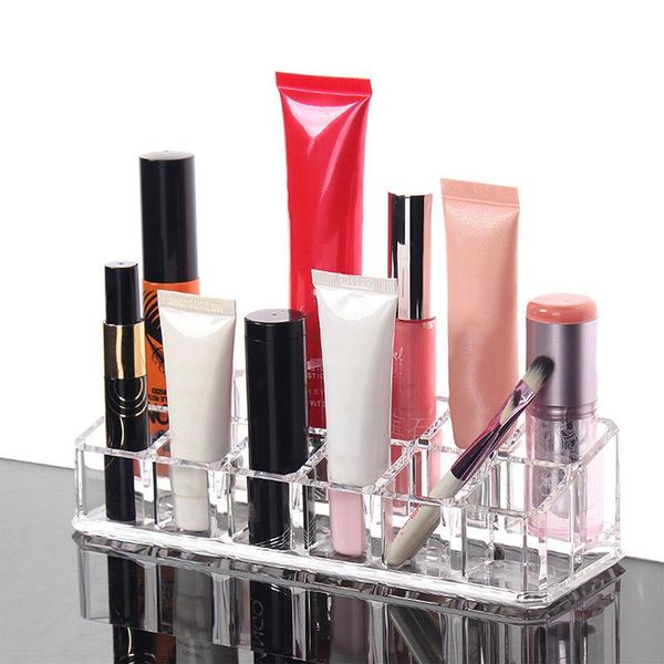 

9/12-grids lipstick storage box consolidation boxes home cosmetic organizer case transparent toiletries display bottles & jars