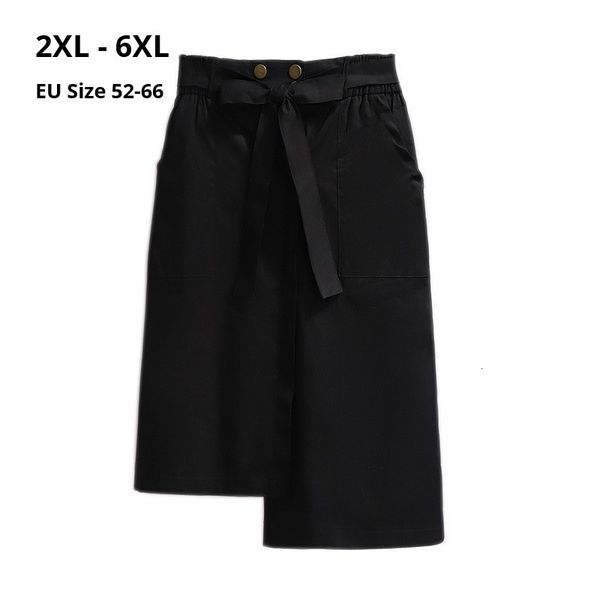 

dresses plus size 6xl 5xl 4xl 3xl 2xl women summer skirts femme elegand a line bottoms elastic waist midi length skirt for mujers, Black;gray