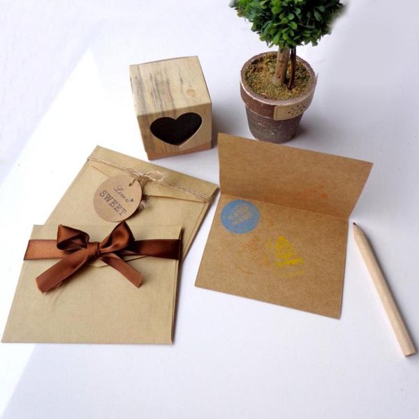 

6pcs/set thank you greeting paper cards envelopes wedding party reception crafts