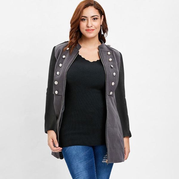 

women's jackets women jacket cardigan coat cool plus size punk retro vintage overcoat solid patchwork button casual wear#3, Black;brown