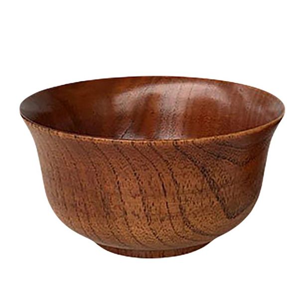 

natural wooden rice bowl durable tableware household round wood storage bowls