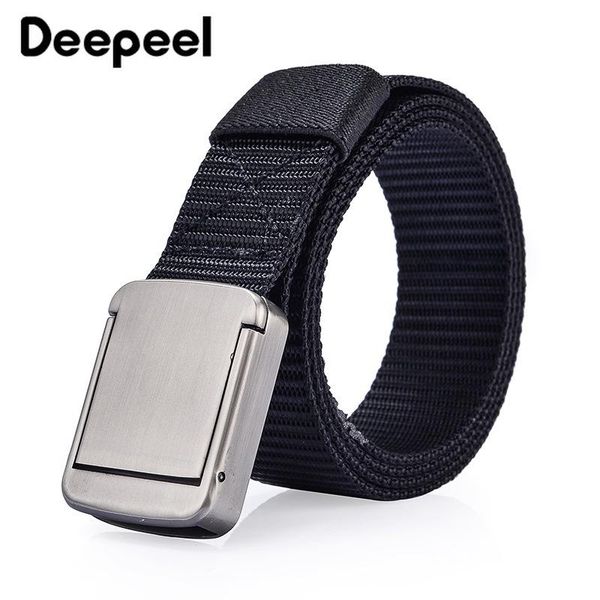

belts deepeel 3.2*115cm outdoor sport belt military nylon men's army style smooth buckle canvas for youth jeans designer yb023, Black;brown