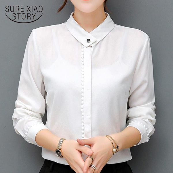 

women's blouses & shirts womens and women plus size blusas femininas elegante white blouse chiffon long sleeve 2967 50