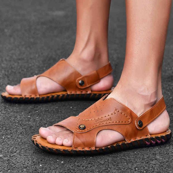 

slippers men sandals fashion summer genuine leather outdoor comfy hiking beach water native shoes casual flat breathable rubber shoes men n5, Black
