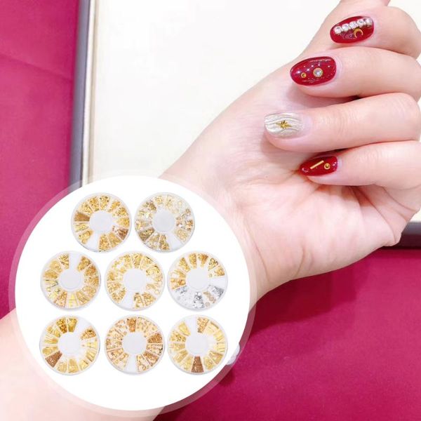 

nail art decorations 8 boxes diy golden rivet studs salon manicure jewelry, Silver;gold