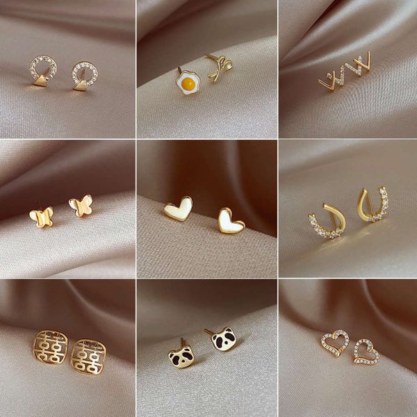 

korean temperament 925 earrings for women, small and fashionable, popular earrings, earbone nails, silver needle earrings, Black