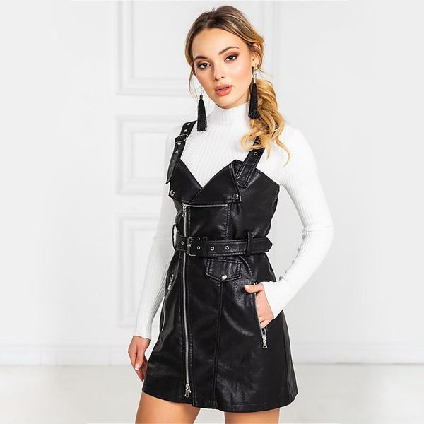 

party v-neck belt zipper mini sling dresses woman sweet pockets sleeveless backless solid a-line 2021 fashion casual, Black;gray