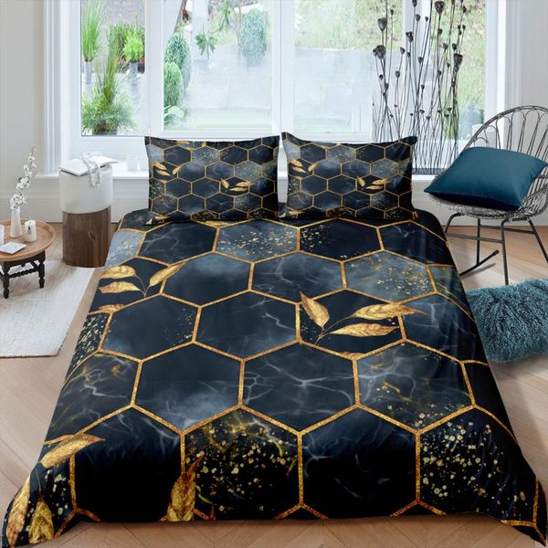 

bedding sets marble geometric pattern 3d set 2/3pc home textile luxury decor duvet cover with pillowcase  king size bedspread