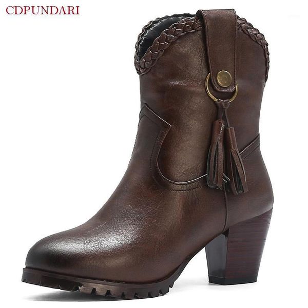 

black fringe western cowboy boots for women high heels ankle ladies autumn winter short shoes botas camperas mujer1