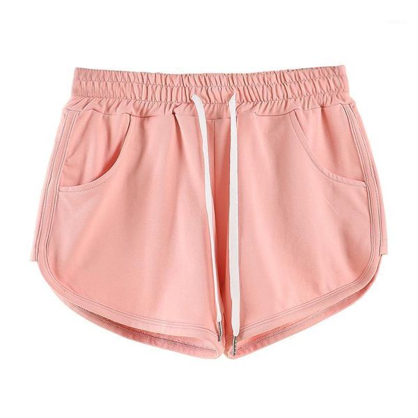 

jvzkass cotton sports shorts female summer 2021 solid color loose high waist wide leg outside sleep z292 women's, White;black