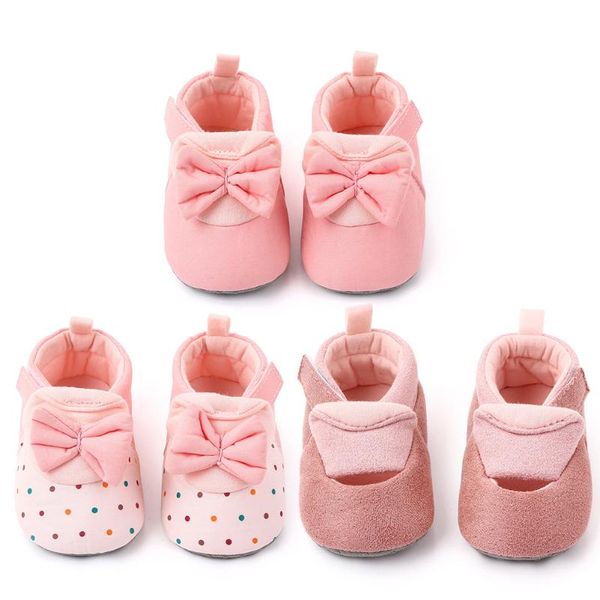 

first walkers non-slip soled bowknot baby girl shoes cute sticker born toddler foot wear infant princess bowtie accessory