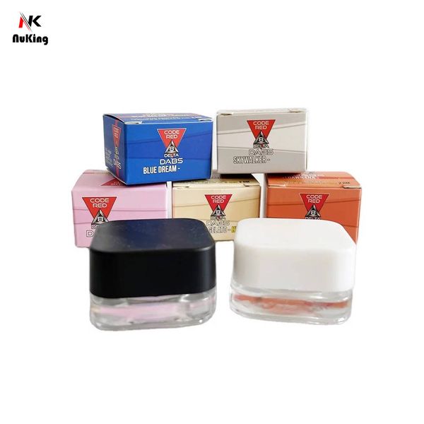 

code red delta 8 dabs 2 gram glass jar box packaging concentrates package 1g live badder container blunt papers