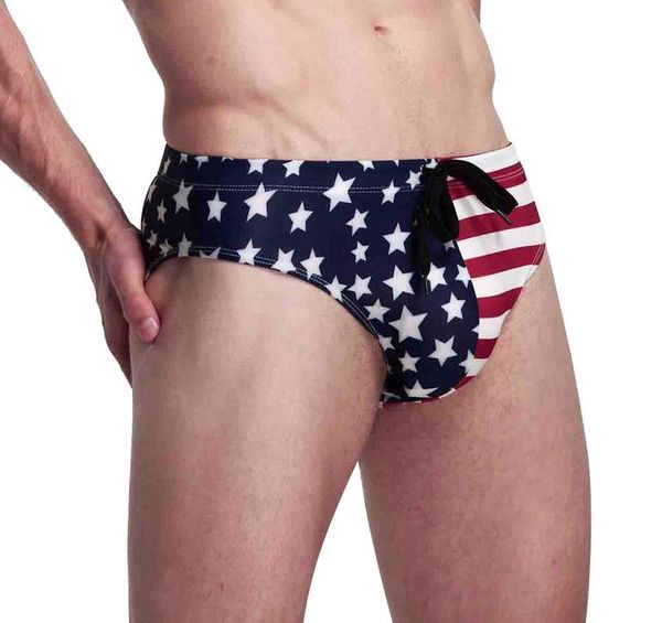 

american flag mens bikini swimwear men's trunks briefs shorts, White;black
