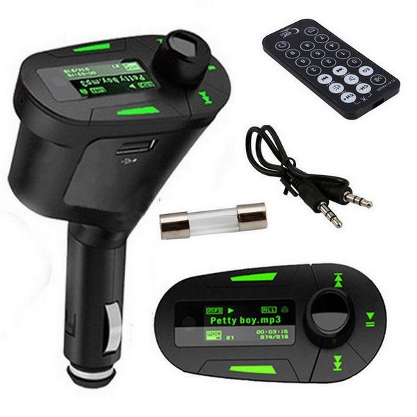 

car kit mp3 player audio wireless fm transmitter modulator usb sd mmc lcd control car mp3 player free