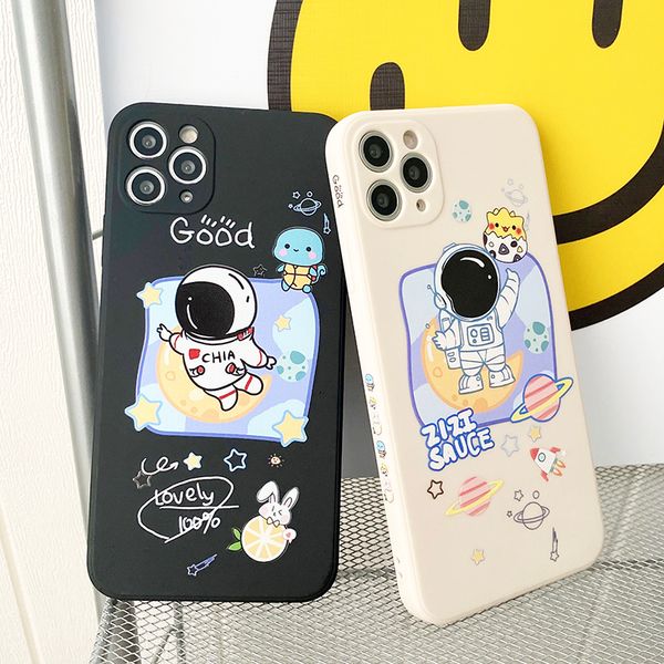 

cute cartoon matte space astronaut phone cases planet shockproof soft silicone for iphone 11 12 pro xs max x xr 7 8 plus tpu cover