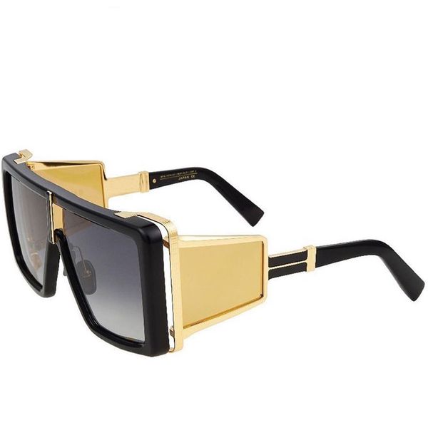 Óculos de sol do designer de luxo B 107c Placa quadrada grande quadrada com moldura de metal Domineering Men e Mulheres Capa Clássica Eyes UV400 Proteção Personalização Original