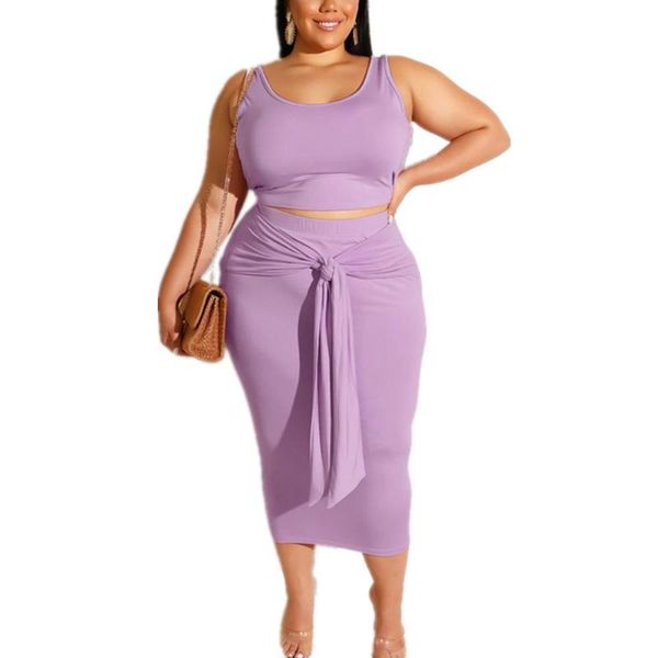 

women plus size two piece matching crop and skirt party pieces dress set summer outfit for, White