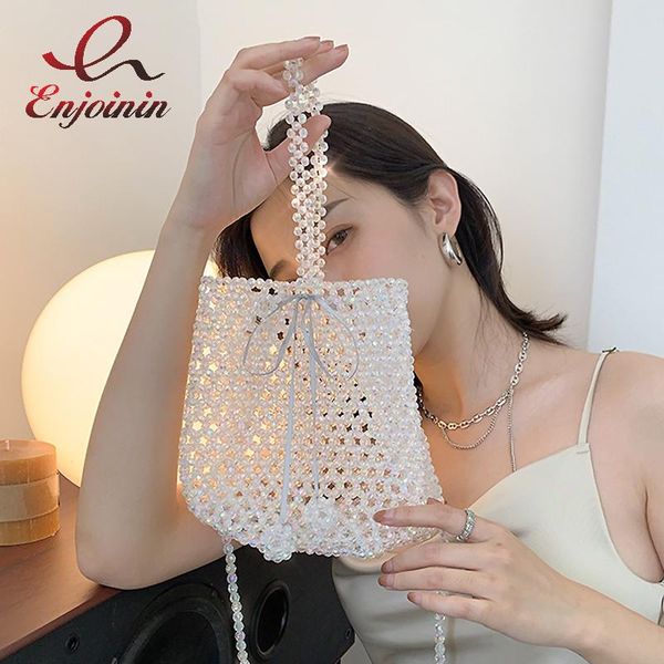 

evening bags white and brown beaded fashion lady's shoulder bag hollow bucket concise purses handbags for women designer summer