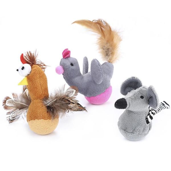 

cat toys toy tickle stick tumbler stuffed mouse chicken bird with feather dog