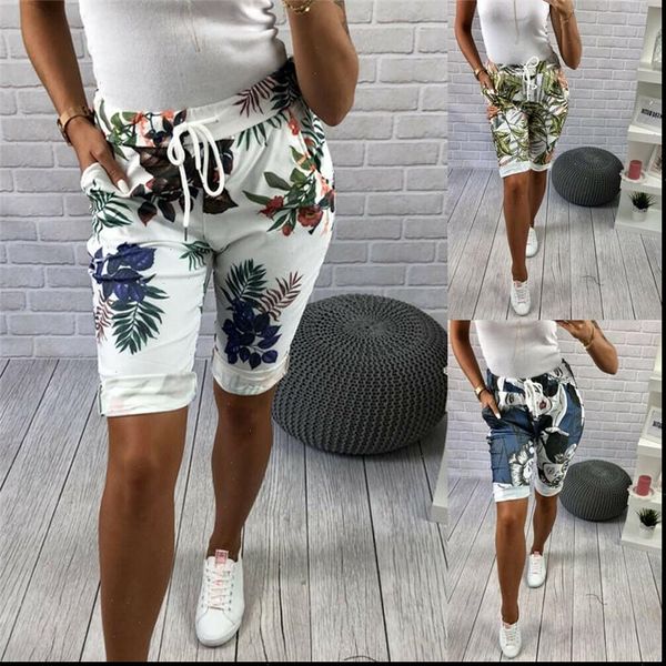 

fashion womens short summer women shorts high waist floral print girls bandage casual holiday club drawstring female, White;black