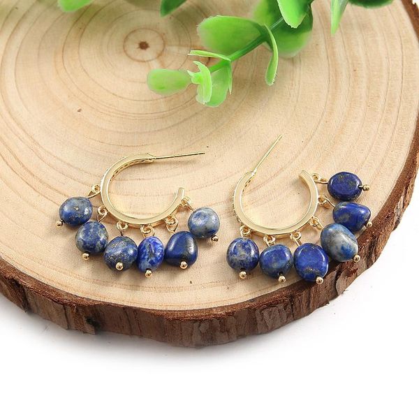

hoop & huggie earrings for women real freshwater pearl natural lapis handmade baroque jewelry accessories, Golden;silver