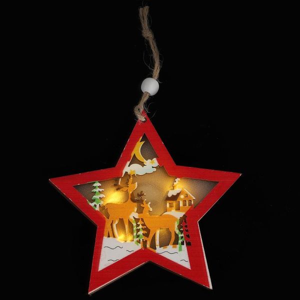 

christmas decorations 1pc star pendant luminous hollow glowing wooden