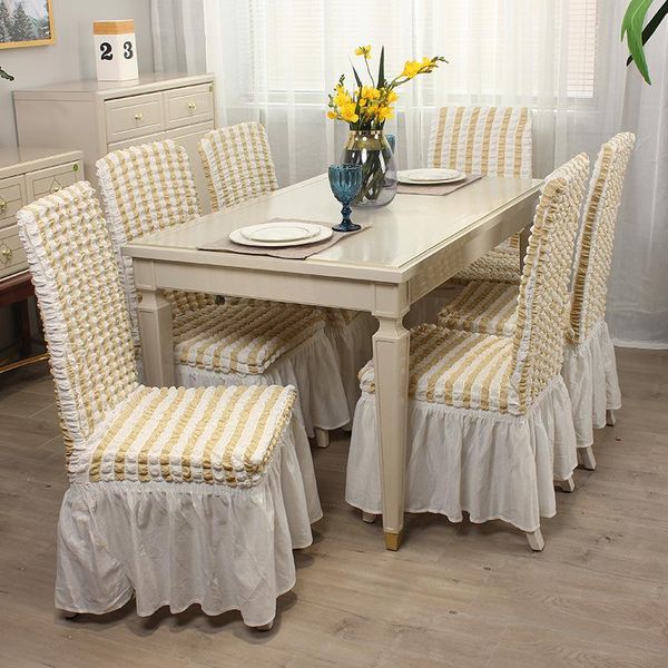 

elastic dining chair cover household banquet wedding el universal removable striped long hem backrest integrated covers