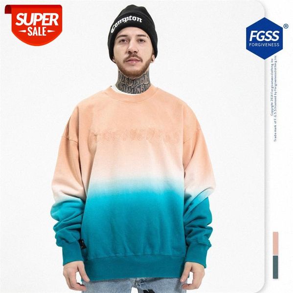 

autumn and winter original national tide high street love embroidery gradient hanging dye round neck sweater men #jl35, Black