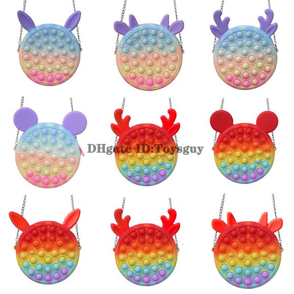 

fidget toys coins purse shoulder bags push bubble colorful sensory squishy stress reliever autism needs anti-stress rainbow decompression to