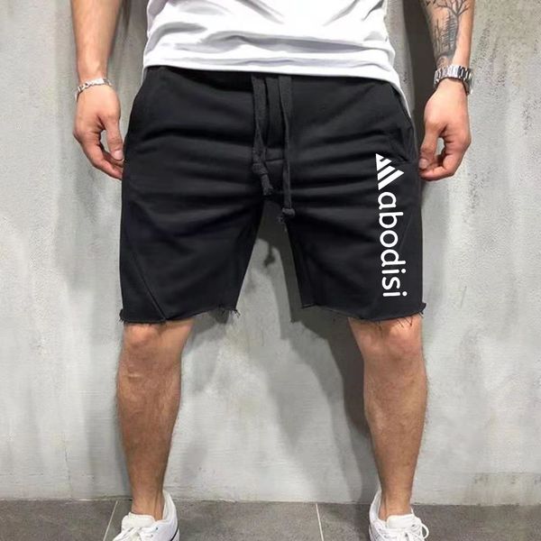

pant fashion slacks fitness shorts men's solid color running leisure sports training capris, Black