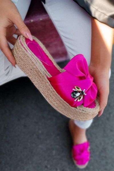 

slippers monica satin bee buckled fuchsia heels, Black