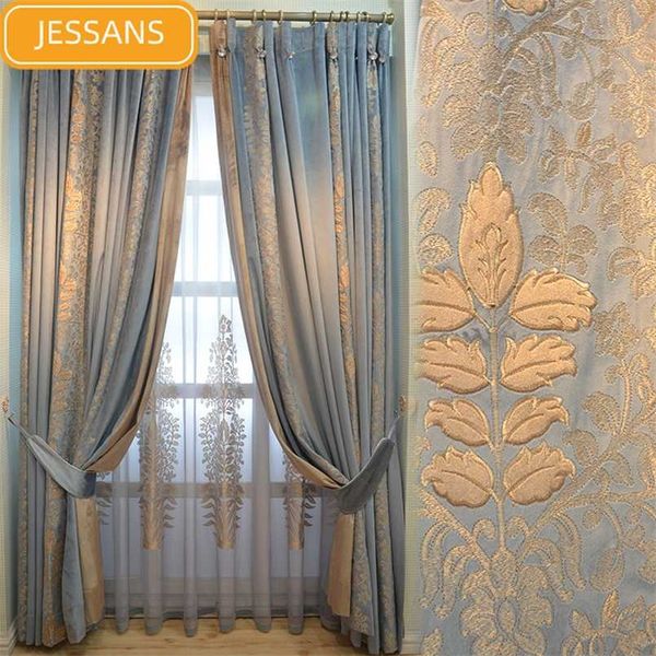 Luxuriöser, gespleißter Chenille-Vorhang, wunderschöner amerikanischer luxuriöser französischer Vorhang für Wohnzimmer, Schlafzimmer, neoklassizistischer Samtvorhang 211203