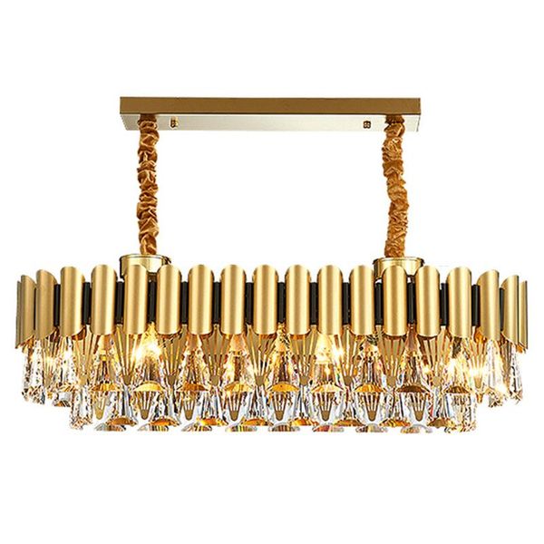 

manggic light stainless steel modern rectangle led crystal chandelier gold el villa fixture k9 living room lamp chandeliers